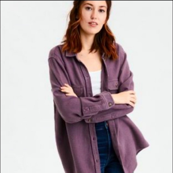 American Eagle Outfitters Purple Button Down Shirt M - Picture 5 of 9